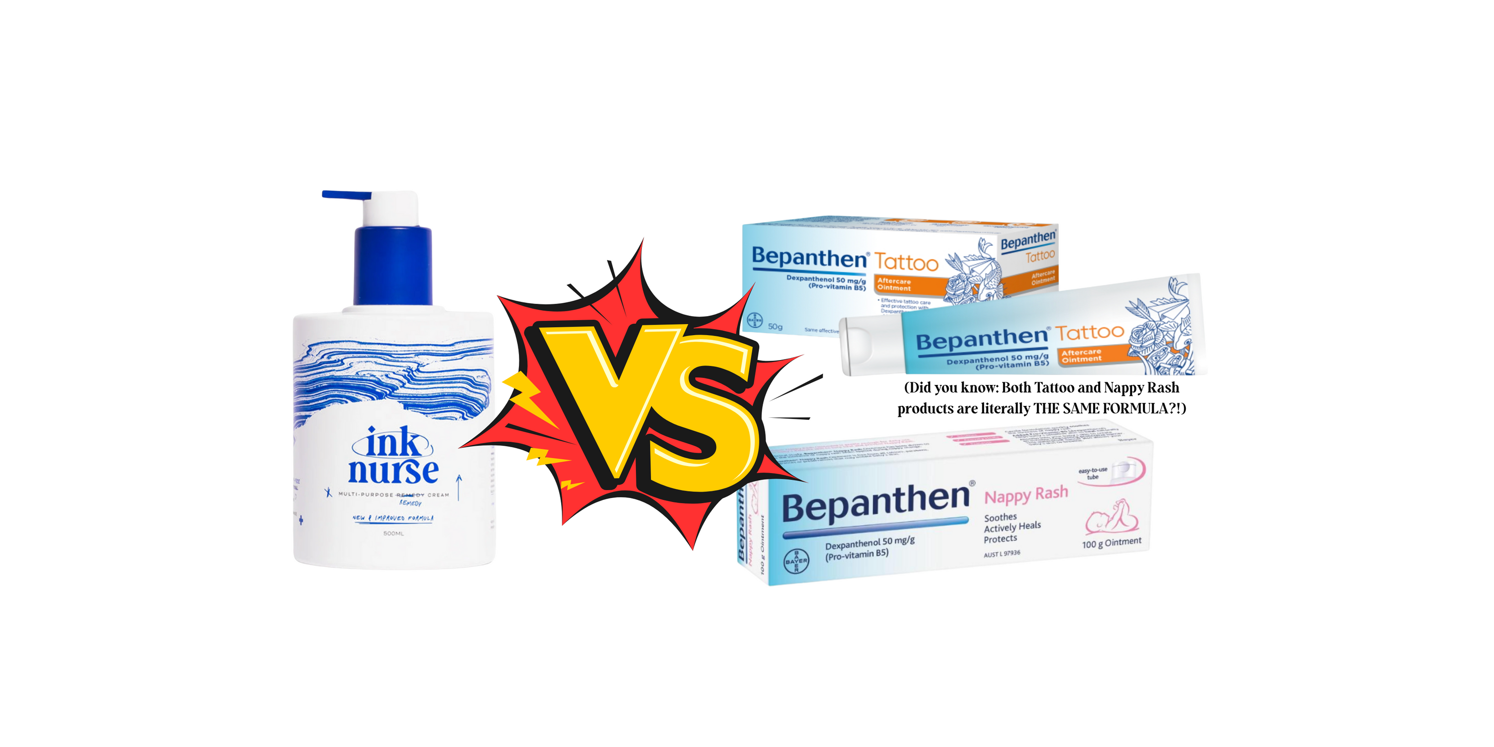 Comparison between Ink Nurse and Bepanthen tattoo aftercare creams in 2025